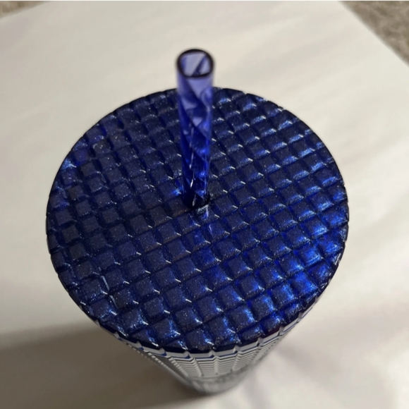 SALE!! 2 FOR $30 Starbucks Blueberry Pearl Grid Glitter Venti 24 oz Tumbler Cup - Picture 4 of 12